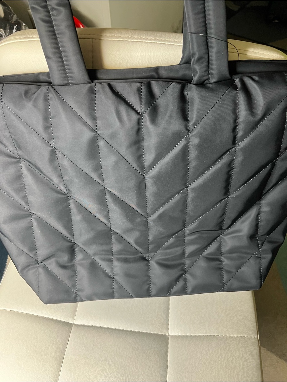 Karl Lagerfeld Black Quilted Tote with Padded Handles - Picture 5 of 6